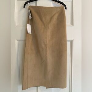 Babaton Ultra Suede Beige Pencil Skirt